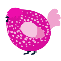 A fuchsia and pink chicken with a speckle pattern