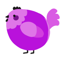 A amethyst and orchid chicken with a head pattern