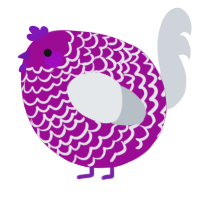 A plum and mist chicken with a lace pattern
