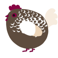 A bark and cream chicken with a half-lace pattern