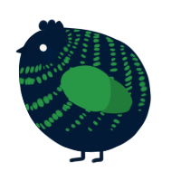 A tumblr and viridian chicken with a bar pattern