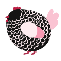 A black and rose chicken with a lace pattern