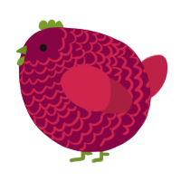 A maroon and crimson chicken with a lace pattern