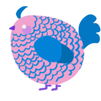 A pink and sapphire chicken with a lace pattern