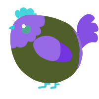 A olive and blurple chicken with a head pattern