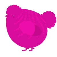 A fuchsia chicken with a half-bar pattern