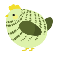 A apple and olive chicken with a bar pattern