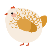 A cream and orange chicken with a half-lace pattern