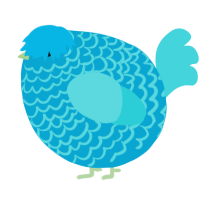 A cerulean and aqua chicken with a lace pattern