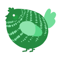 A viridian and spring chicken with a bar pattern