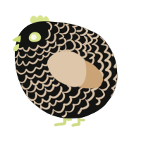 A black and beige chicken with a lace pattern