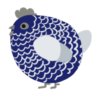 A navy and mist chicken with a lace pattern