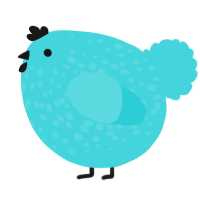 A aqua chicken with a speckle pattern
