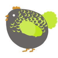 A grey and lime chicken with a half-lace pattern