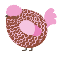 A russet and pink chicken with a lace pattern