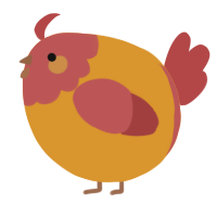 A orange and red chicken with a head pattern