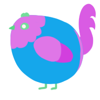 A sky and orchid chicken with a head pattern