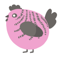 A pink and grey chicken with a half-bar pattern