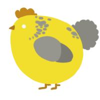 A yellow and ash chicken with a neck-speckle pattern
