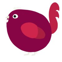 A maroon and crimson chicken