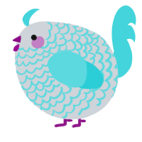 A mist and aqua chicken with a lace pattern