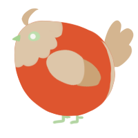 A vermilion and beige chicken with a head pattern