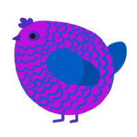 A amethyst and ultramarine chicken with a lace pattern