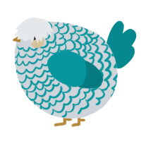 A mist and teal chicken with a lace pattern