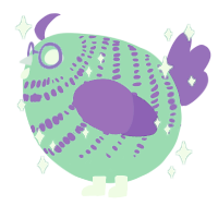A spring and violet chicken with a bar pattern