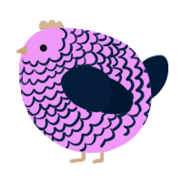 A lavender and tumblr chicken with a lace pattern