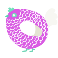 A orchid and white chicken with a lace pattern