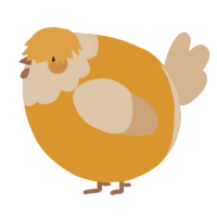 A orange and beige chicken with a head pattern