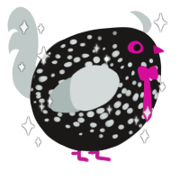 A sable and silver chicken with a speckle pattern