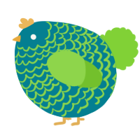 A sea and grass chicken with a lace pattern