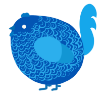 A ultramarine and sky chicken with a double-lace pattern