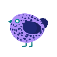A lilac and navy chicken with a speckle pattern