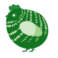 A leaf and gluppy chicken with a bar pattern