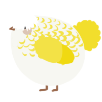 A white and yellow chicken with a half-lace pattern