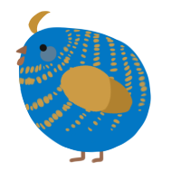 A sapphire and gold chicken with a bar pattern