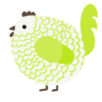 A white and lime chicken with a lace pattern