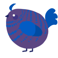 A overcast and ultramarine chicken with a bar pattern