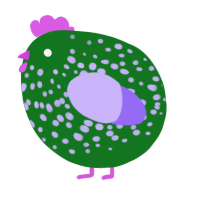 A leaf and lilac chicken with a speckle pattern