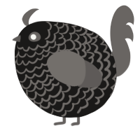 A sable and grey chicken with a lace pattern