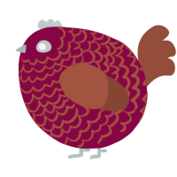 A maroon and russet chicken with a lace pattern