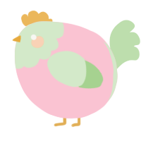 A rose and gluppy chicken with a head pattern