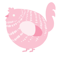 A rose chicken with a bar pattern