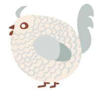 A cream and silver chicken with a lace pattern