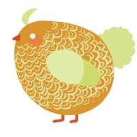 A orange and lemon chicken with a double-lace pattern