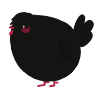 A black chicken with a lace pattern