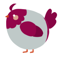 A silver and maroon chicken with a head pattern